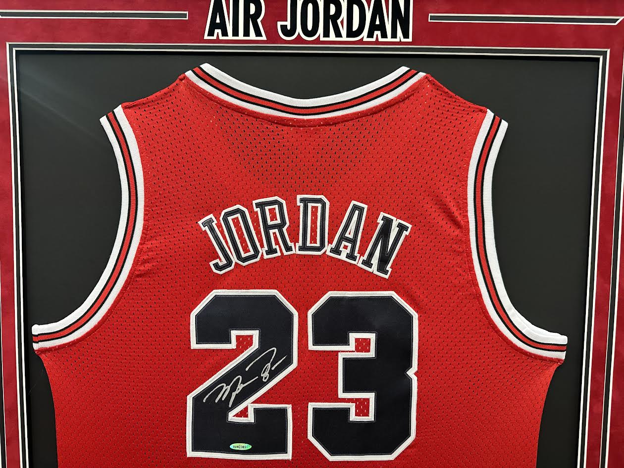 Michael Jordan Autographed Hand Signed Custom Framed Chicago Bulls Jersey - UD COA