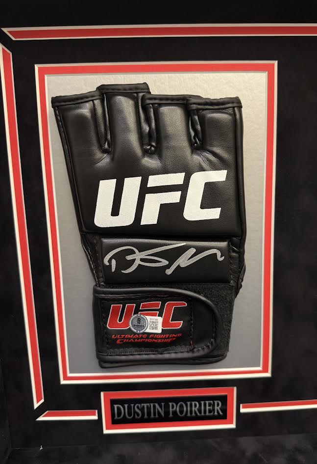 Dustin Poirier Autographed Hand Signed Custom Framed UFC Glove - Beckett COA