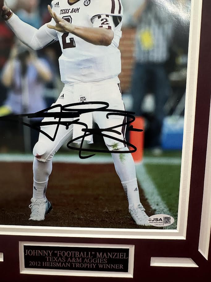 Johnny Manziel Autographed Hand Signed Custom Framed 8x10 Texas A&M Aggies Photo - JSA COA