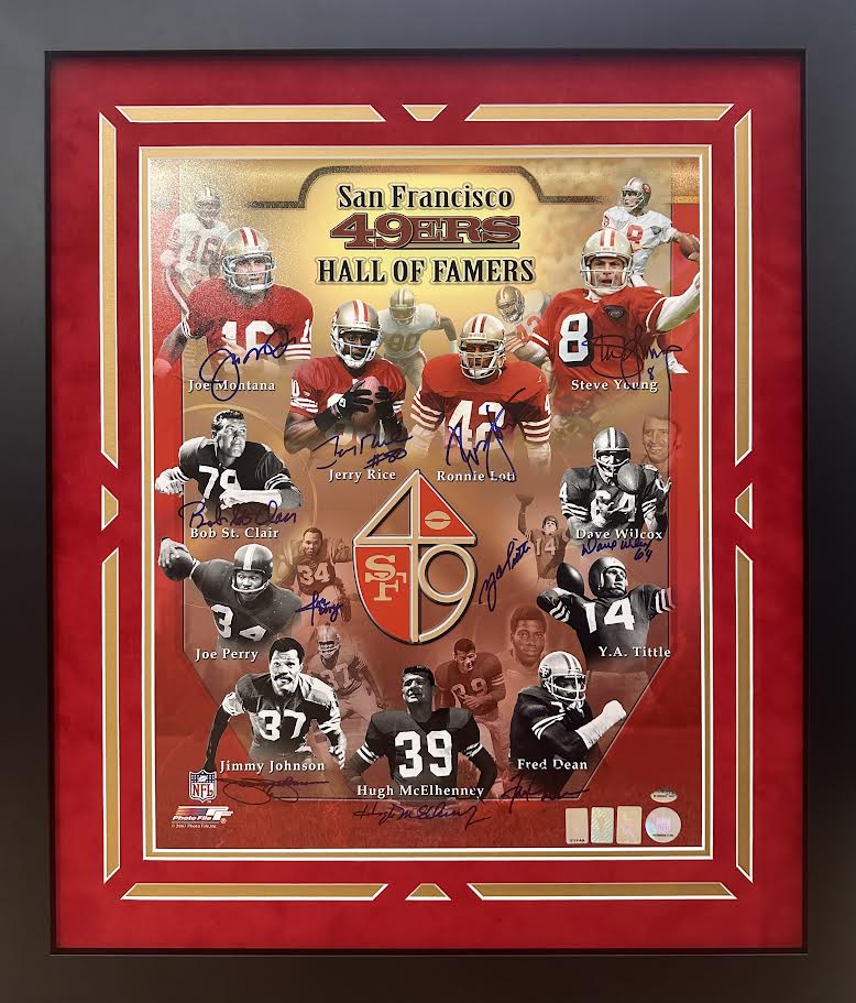 San Francisco 49ers Multi Autographed Hand Signed Custom Framed Hall of Famers 16x20 Photo - Player Holo