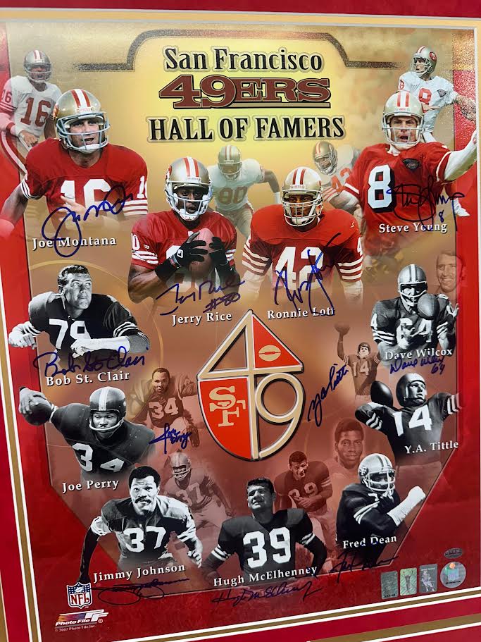 San Francisco 49ers Multi Autographed Hand Signed Custom Framed Hall of Famers 16x20 Photo - Player Holo