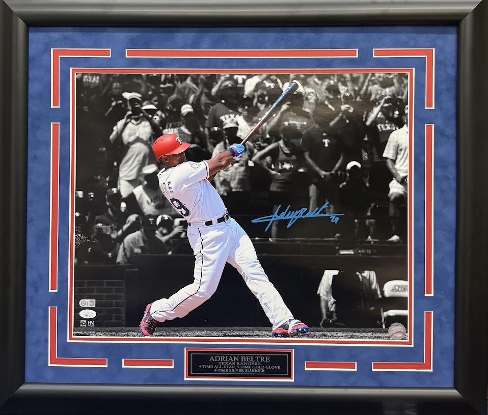 Adrian Beltre Autographed Hand Signed Custom Framed 16x20 Texas Rangers Photo - JSA COA