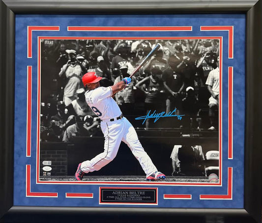 Adrian Beltre Autographed Hand Signed Custom Framed 16x20 Texas Rangers Photo - JSA COA