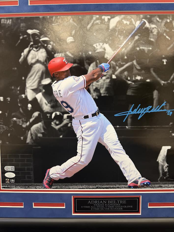 Adrian Beltre Autographed Hand Signed Custom Framed 16x20 Texas Rangers Photo - JSA COA
