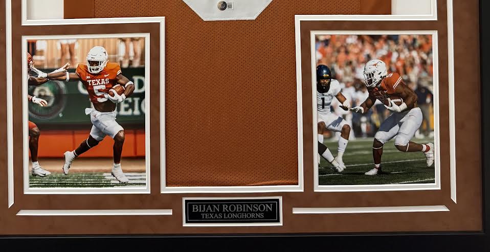 Bijan Robinson Autographed Hand Signed Custom Framed UT Jersey - Beckett COA