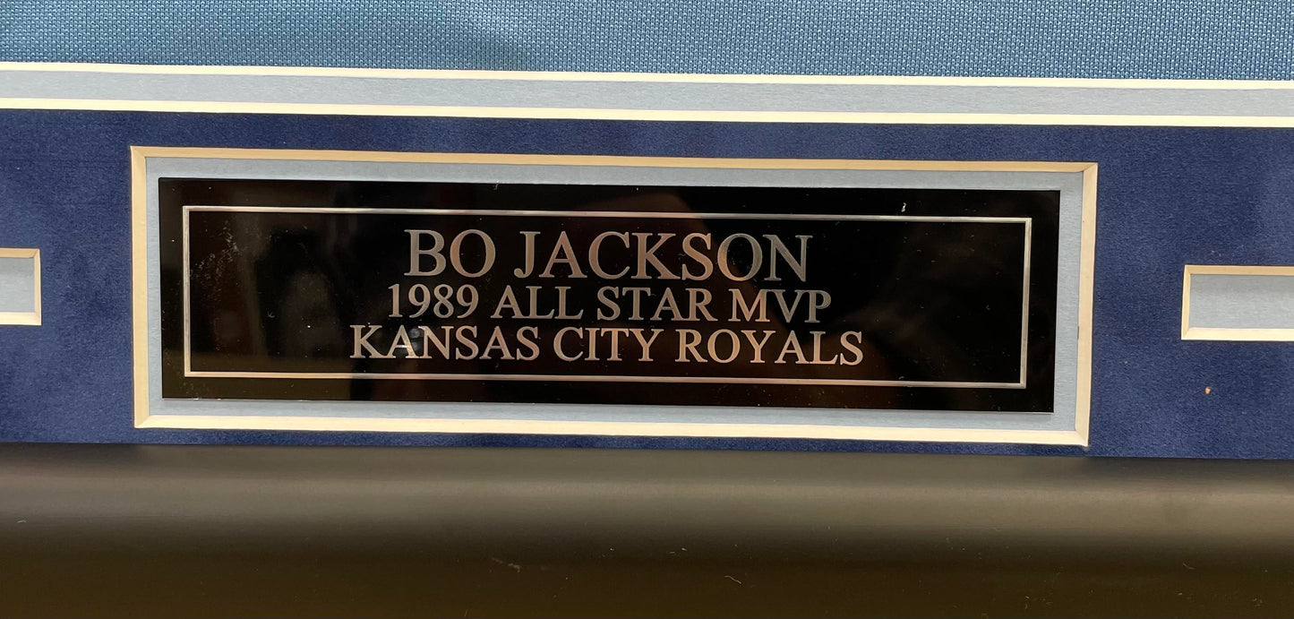 Bo Jackson Autographed Hand Signed Custom Framed Kansas City Royals Jersey - Beckett COA