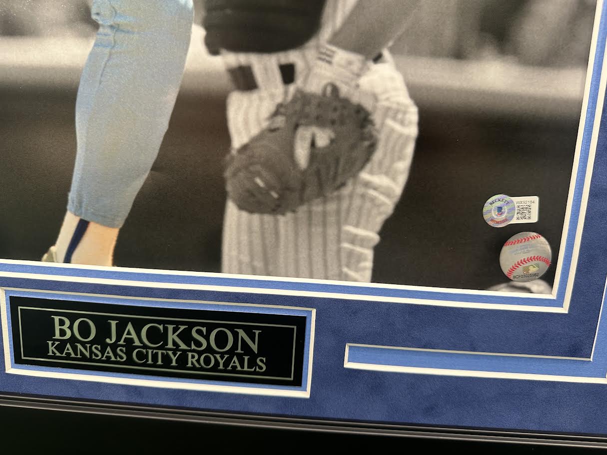 Bo Jackson Autographed Hand Signed Custom Framed 16x20 Kansas City Royals Photo - Beckett COA