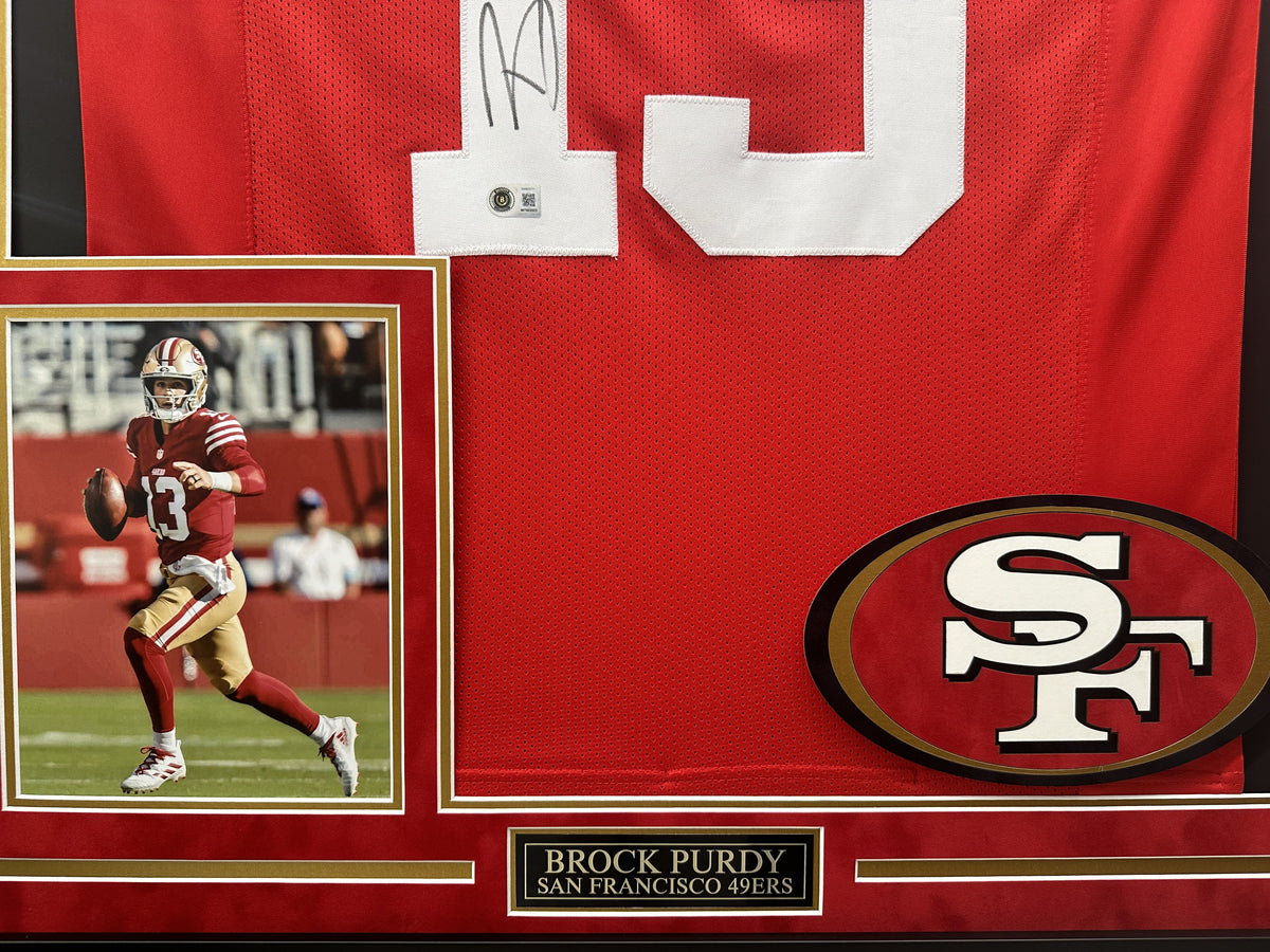 Brock Purdy Autographed Hand Signed Custom Framed San Francisco 49ers Jersey - Beckett COA