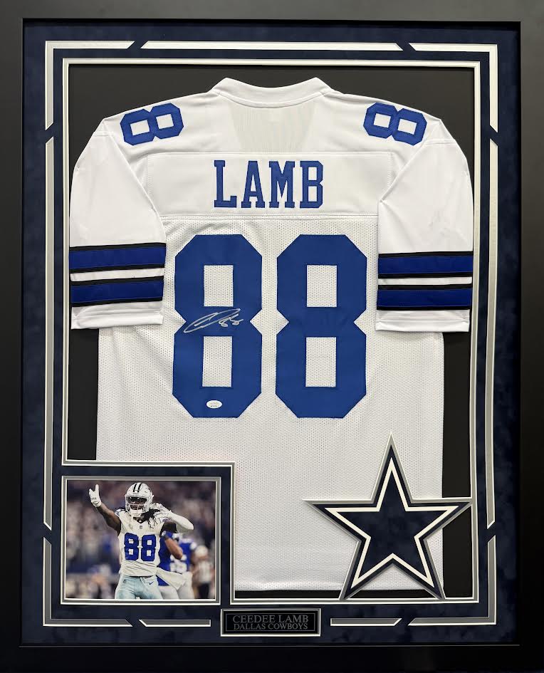 CeeDee Lamb Autographed Hand Signed Custom Framed Dallas Cowboys Jersey - JSA COA