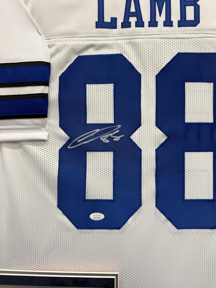 CeeDee Lamb Autographed Hand Signed Custom Framed Dallas Cowboys Jersey - JSA COA