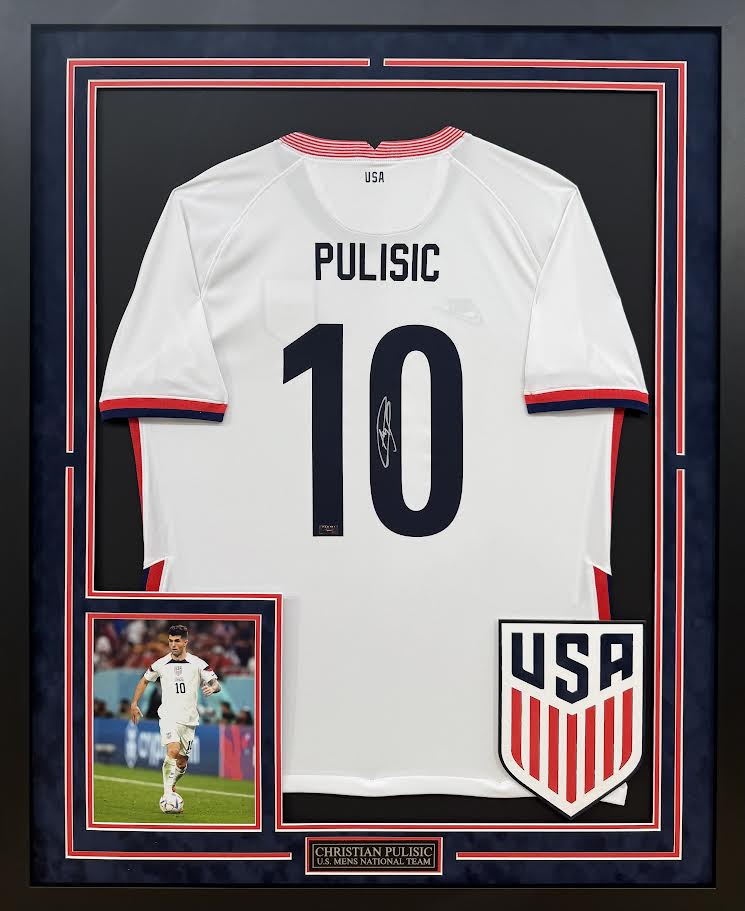 Christian Pulisic Autographed Hand Signed Custom Framed United States Men's National Team Jersey - Panini COA