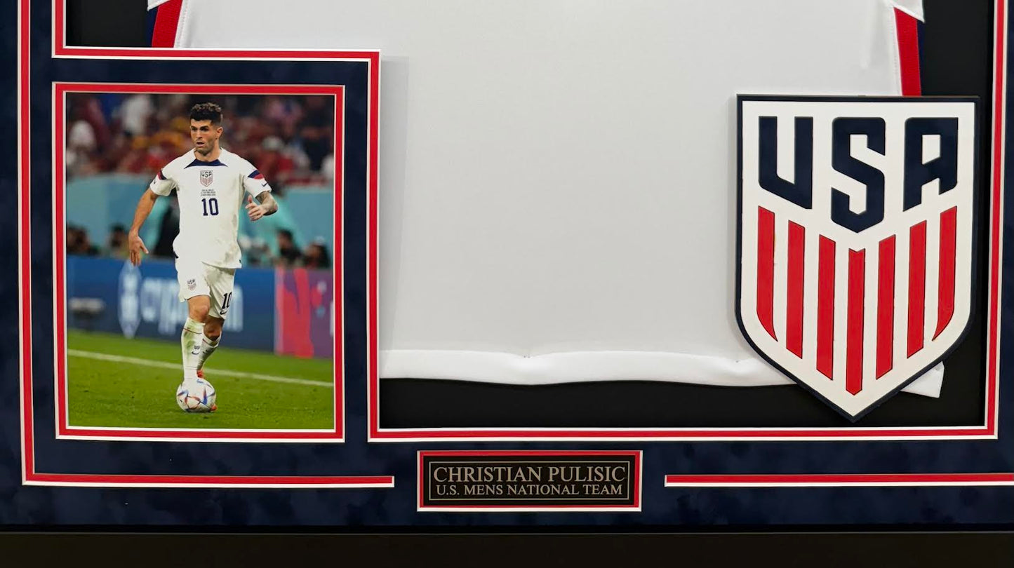 Christian Pulisic Autographed Hand Signed Custom Framed United States Men's National Team Jersey - Panini COA