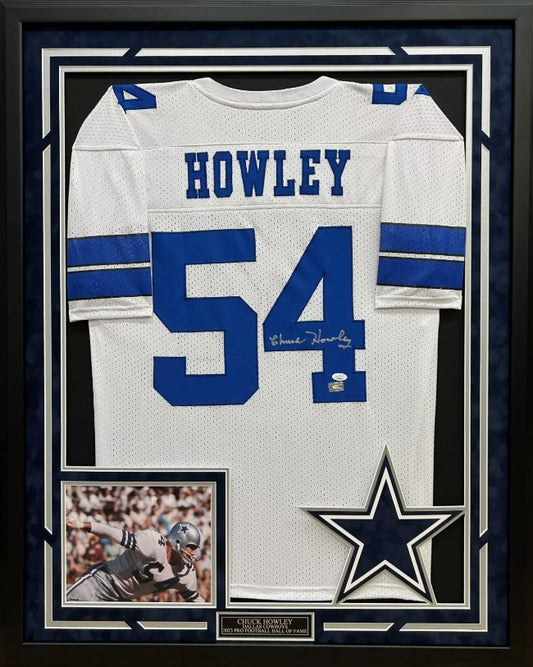 Chuck Howley Autographed Hand Signed Custom Framed Dallas Cowboys Jersey - JSA COA