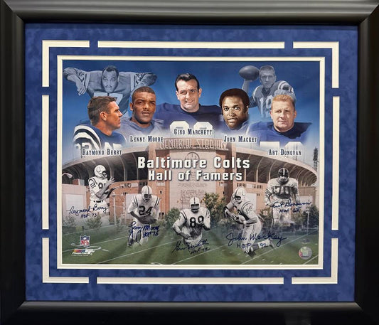 Baltimore Colts Hall Of Famers Autographed Hand Signed Custom Framed 16x20 Photo