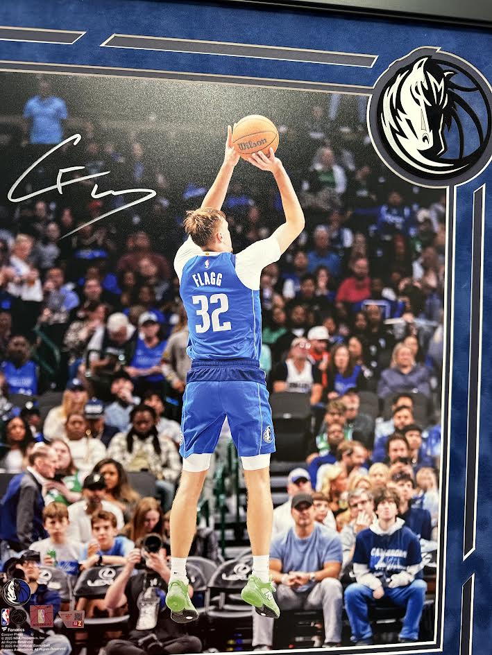 Cooper Flagg Autographed Hand Signed Custom Framed 16x20 Dallas Mavericks Photo - Fanatics COA