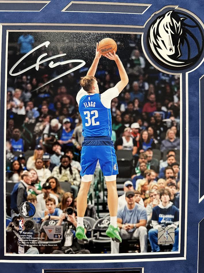 Cooper Flagg Autographed Hand Signed Custom Framed 8x10 Dallas Mavericks Photo - Fanatics COA