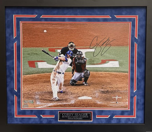 Corey Seager Autographed Hand Signed Custom Framed 16x20 Texas Rangers Photo - Fanatics COA