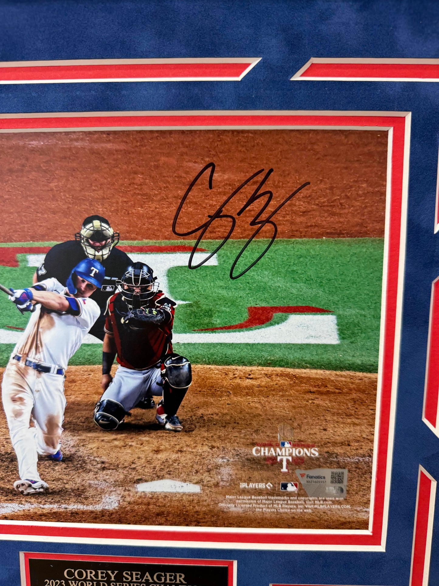 Corey Seager Autographed Hand Signed Custom Framed 8x10 Texas Rangers Photo - Fanatics COA