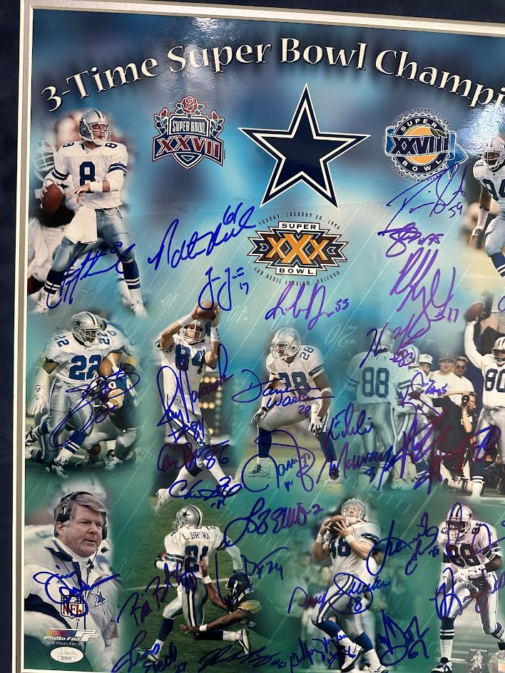 Dallas Cowboys 3 Time Super Bowl Champions Autographed Hand Signed Custom Framed 16x20 Photo - JSA LOA