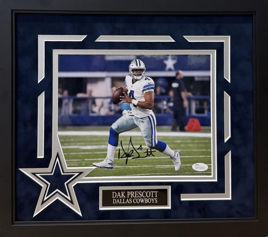 Dak Prescott Autographed Hand Signed Custom Framed 8x10 Dallas Cowboys Photo - JSA COA