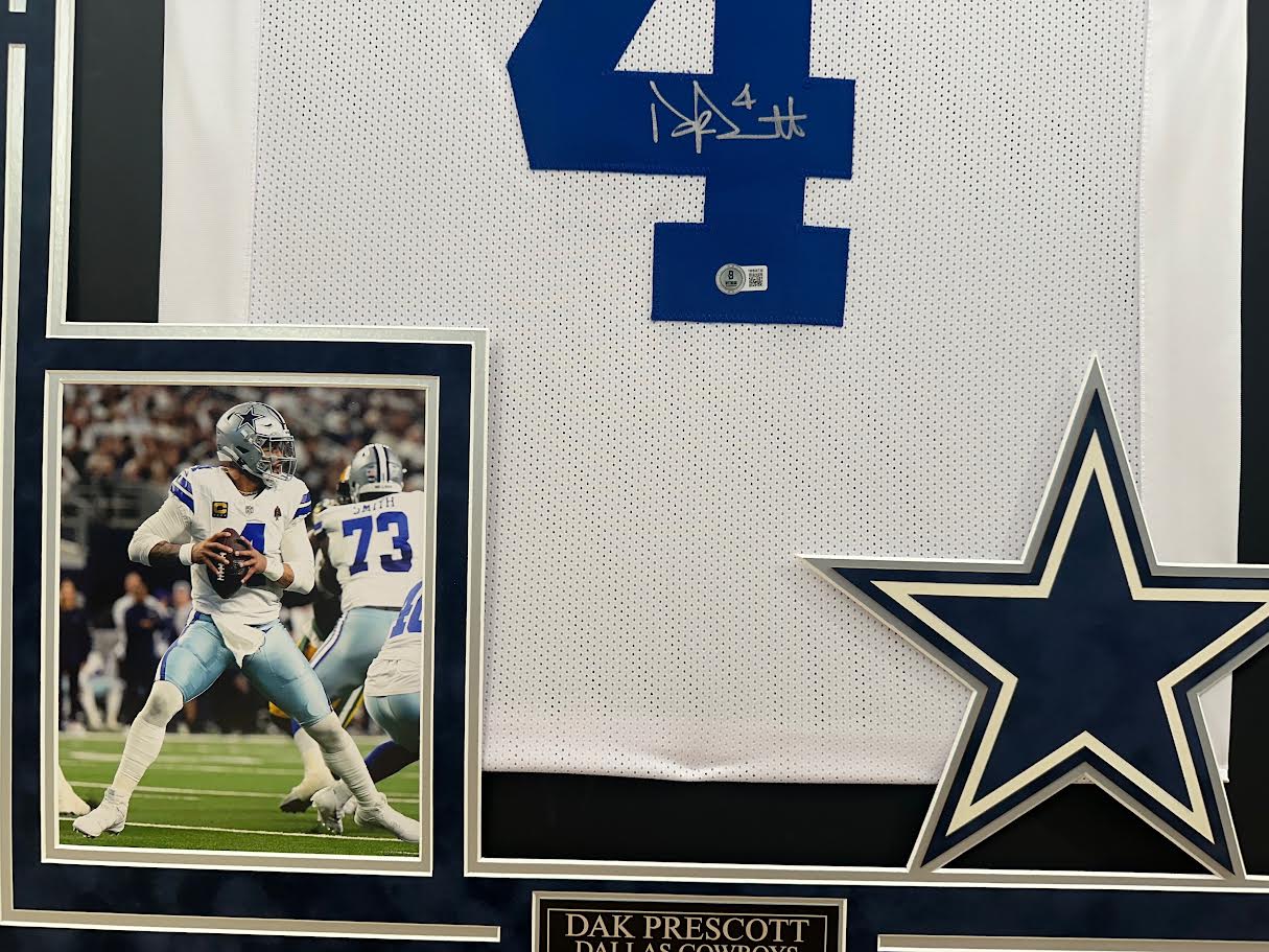 Dak Prescott Autographed Hand Signed Custom Framed Dallas Cowboys Jersey - Beckett COA