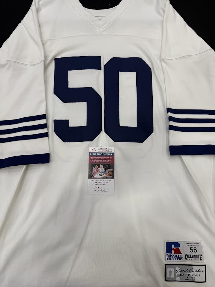 Dick Butkus Autographed Hand Signed Custom Illinois Fighting Illini Jersey W/ Inscription - JSA COA
