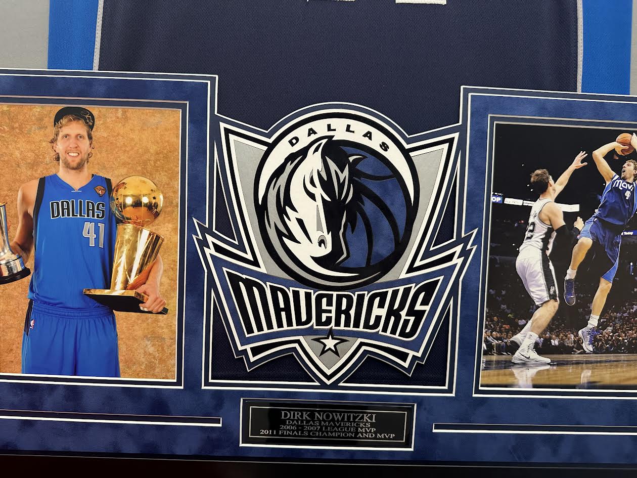 Dirk Nowitzki Autographed Hand Signed Custom Framed Dallas Mavericks Jersey - Beckett COA