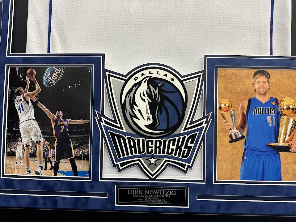 Dirk Nowitzki Autographed Hand Signed Custom Framed Dallas Mavericks Jersey - Beckett COA