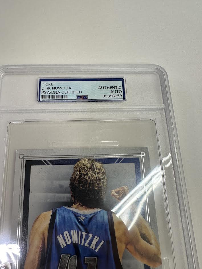 Dirk Nowitzki Autographed Hand Signed Retirement Ceremony Ticket Slab - PSA COA