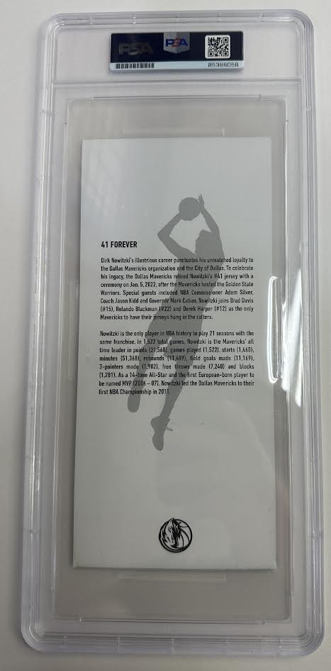 Dirk Nowitzki Autographed Hand Signed Retirement Ceremony Ticket Slab - PSA COA