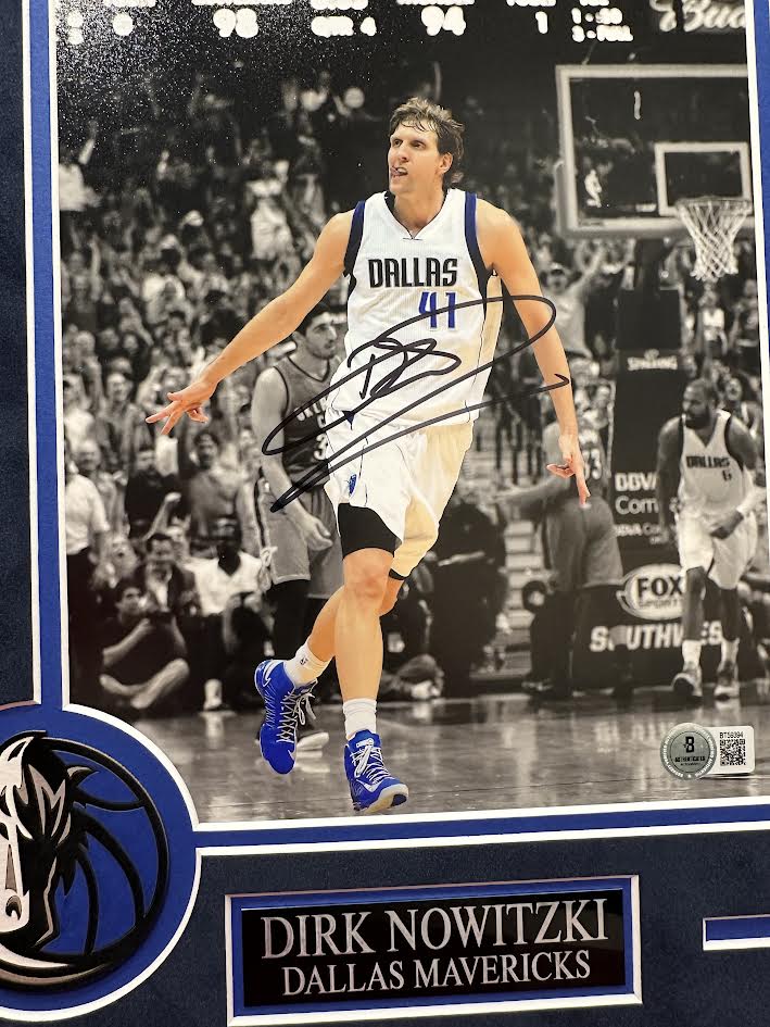 Dirk Nowitzki Autographed Hand Signed Custom Framed 8x10 Dallas Mavericks Photo - Beckett COA