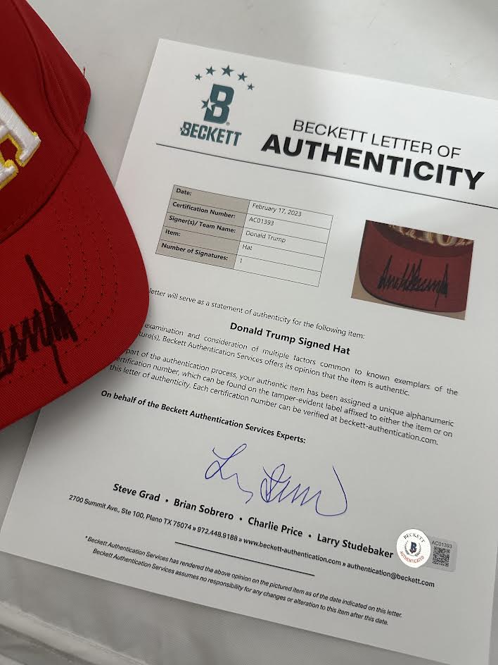 Donald Trump Autographed Hand Signed MAGA Hat (Red) - Beckett LOA