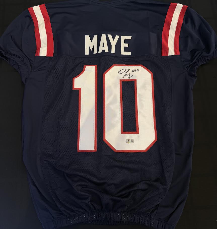 Drake Maye Autographed Hand Signed Custom New England Patriots Jersey - Beckett COA