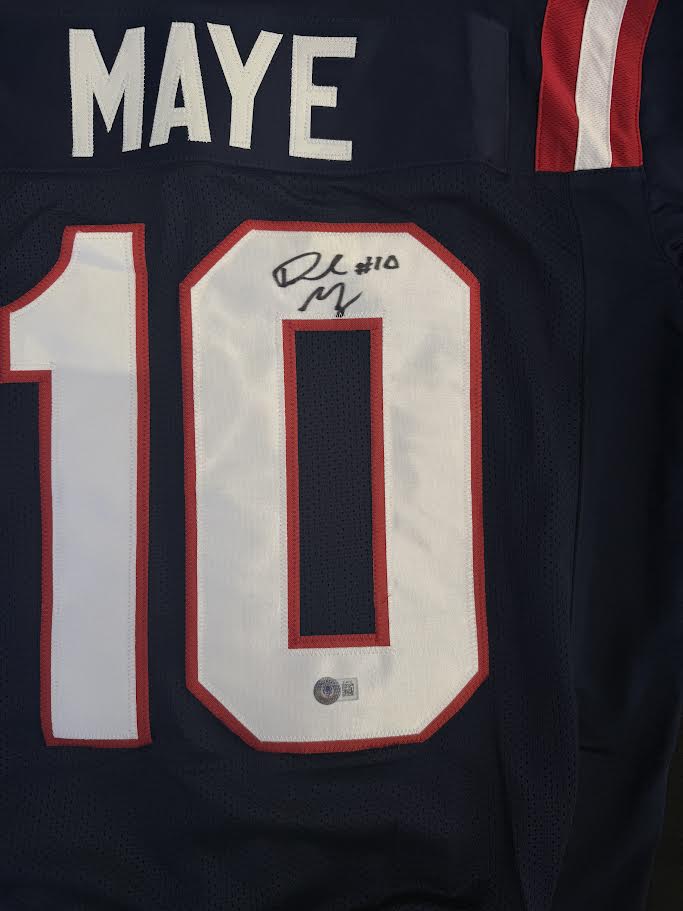 Drake Maye Autographed Hand Signed Custom New England Patriots Jersey - Beckett COA