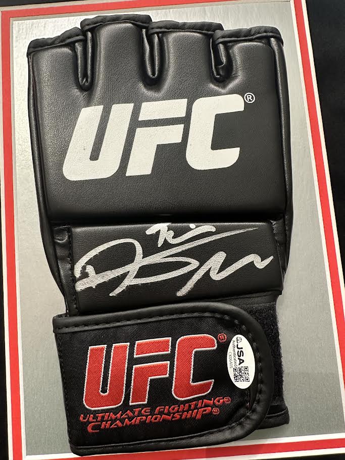 Dustin Poirier Autographed Hand Signed Custom Framed UFC Glove - JSA COA