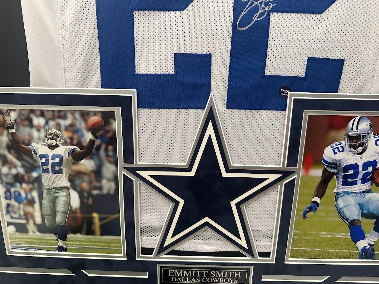Emmitt Smith Autographed Hand Signed Custom Framed Dallas Cowboys Jersey - Prova COA