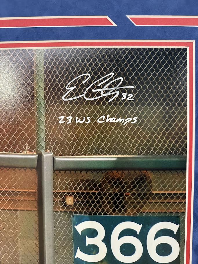 Evan Carter Autographed Hand Signed Custom Framed 16x20 Texas Rangers Photo W/ Inscription - Beckett COA