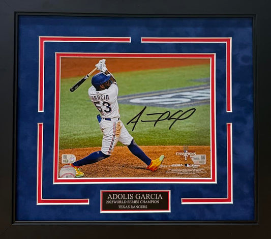 Adolis Garcia Autographed Hand Signed Custom Framed 8x10 Texas Rangers Photo - Fanatics COA