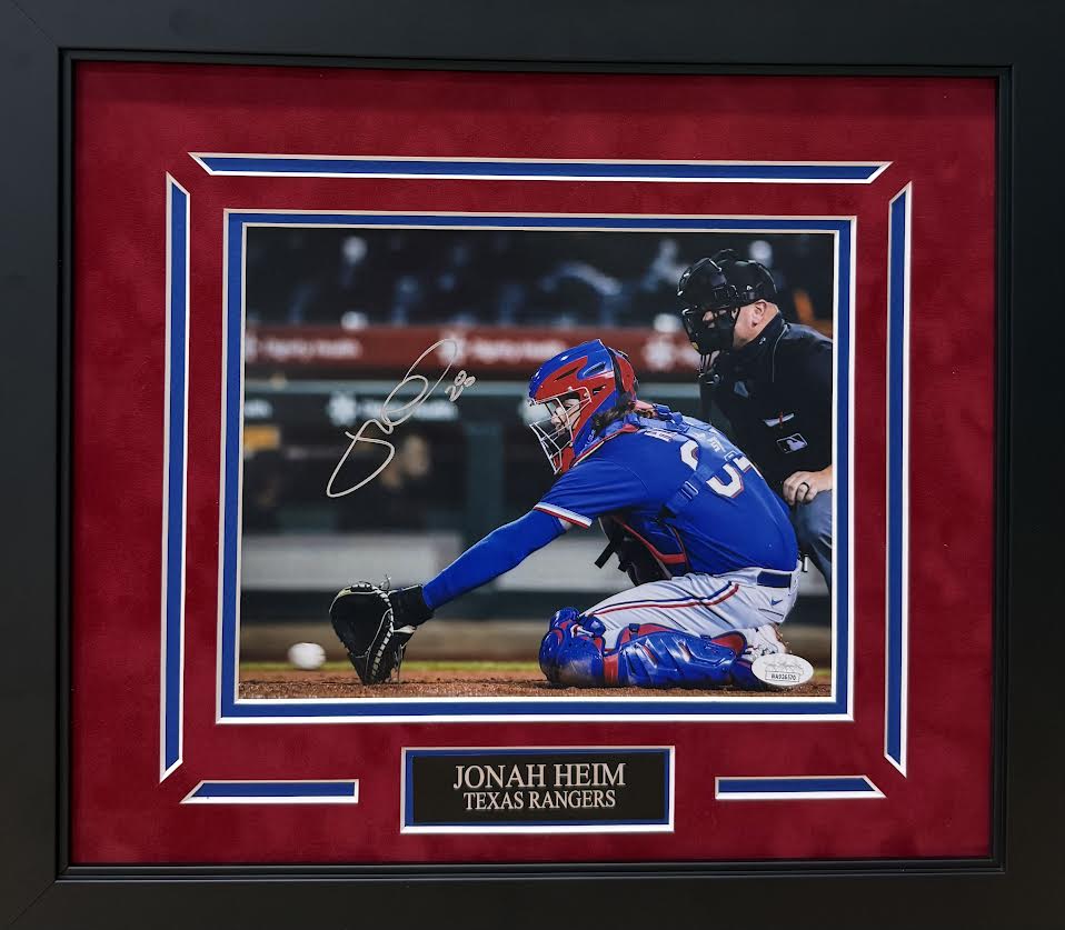 Jonah Heim Autographed Hand Signed Custom Framed 8x10 Texas Rangers Photo - JSA COA