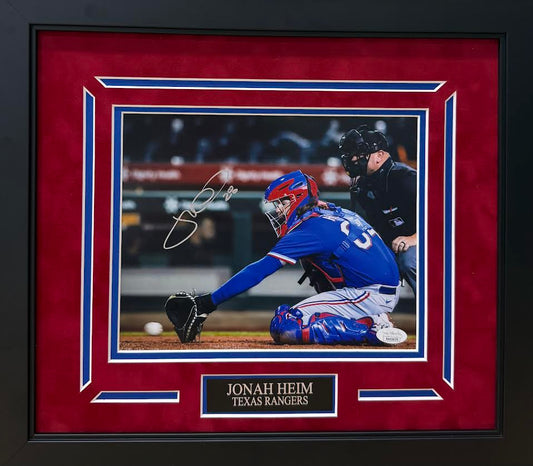 Jonah Heim Autographed Hand Signed Custom Framed 8x10 Texas Rangers Photo - JSA COA