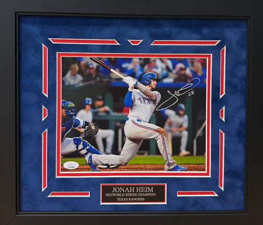 Jonah Heim Autographed Hand Signed Custom Framed 8x10 Texas Rangers Photo - JSA COA