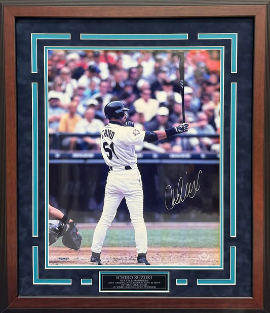 Ichiro Suzuki Autographed Hand Signed Custom Framed 16x20 Seattle Mariners Photo - UDA COA