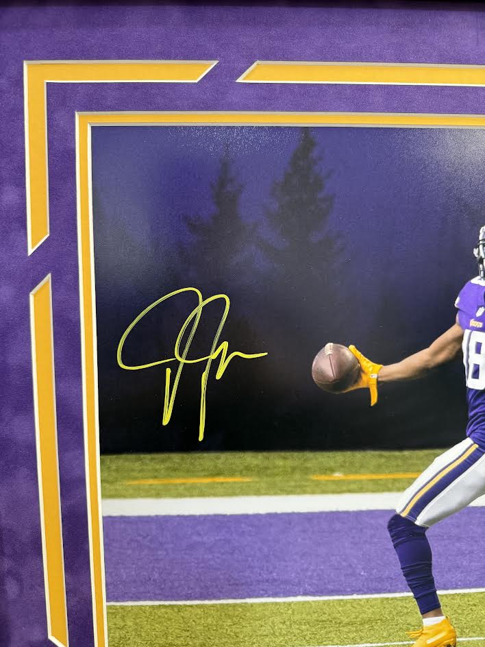 Justin Jefferson Autographed Hand Signed Custom Framed 16x20 Minnesota Vikings Photo - Beckett COA