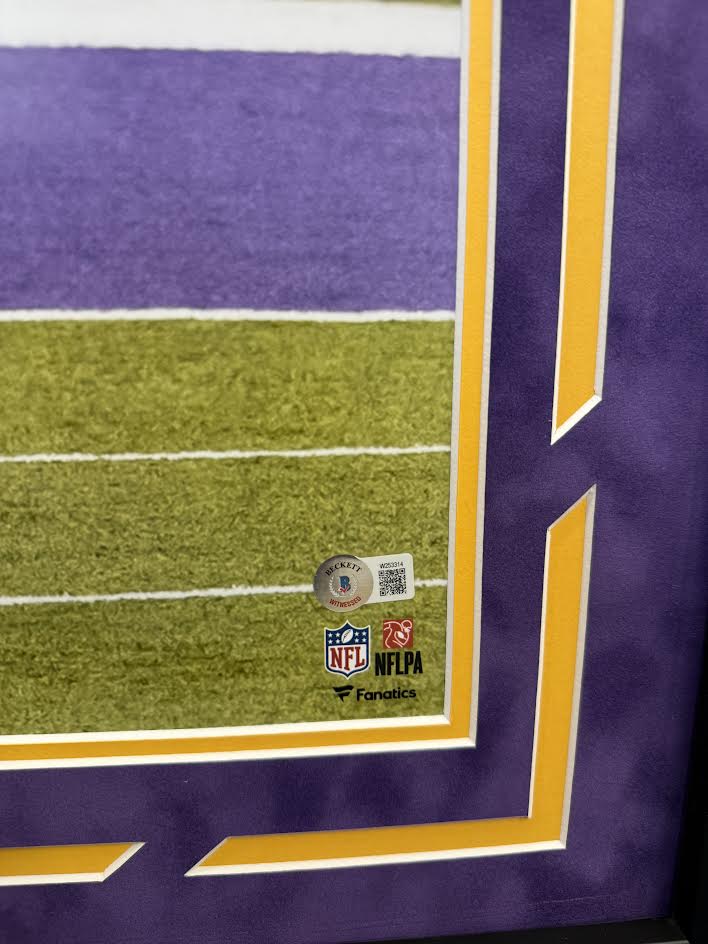 Justin Jefferson Autographed Hand Signed Custom Framed 16x20 Minnesota Vikings Photo - Beckett COA