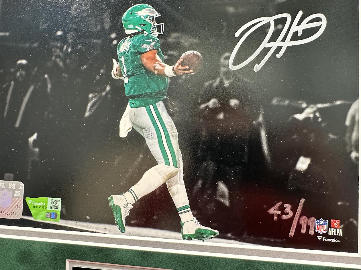 Jalen Hurts Autographed Hand Signed Custom Framed 8x10 Philadelphia Eagles Photo - Fanatics COA