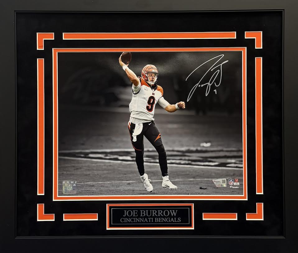 Joe Burrow Autographed Hand Signed Custom Framed 11x14 Cincinnati Bengals Photo - Fanatics COA