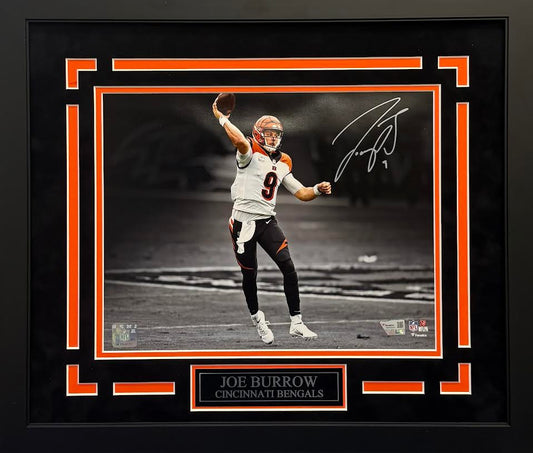 Joe Burrow Autographed Hand Signed Custom Framed 11x14 Cincinnati Bengals Photo - Fanatics COA