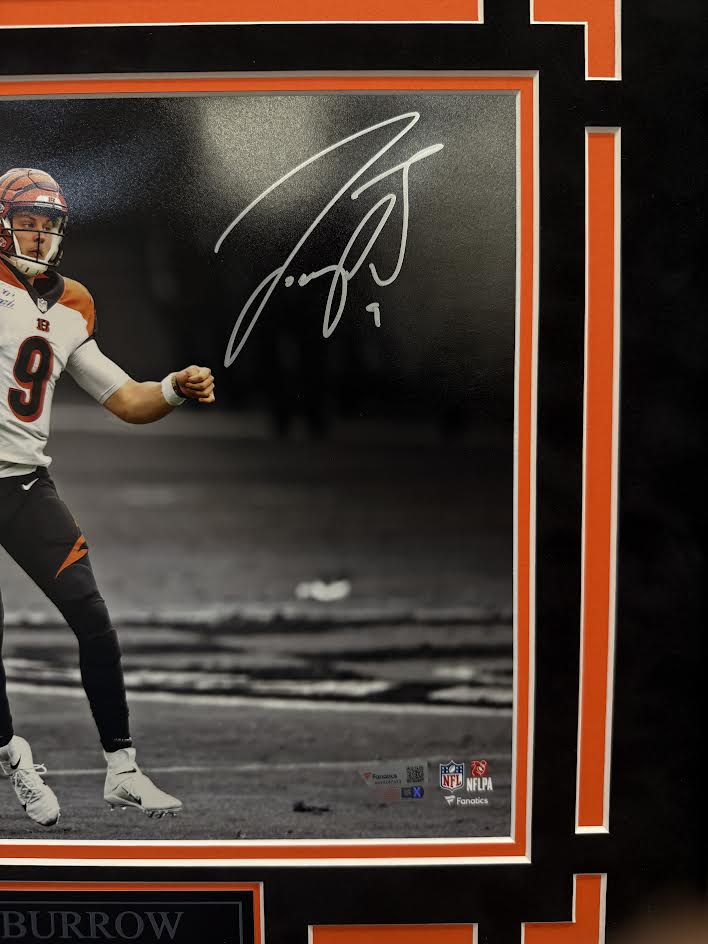 Joe Burrow Autographed Hand Signed Custom Framed 11x14 Cincinnati Bengals Photo - Fanatics COA