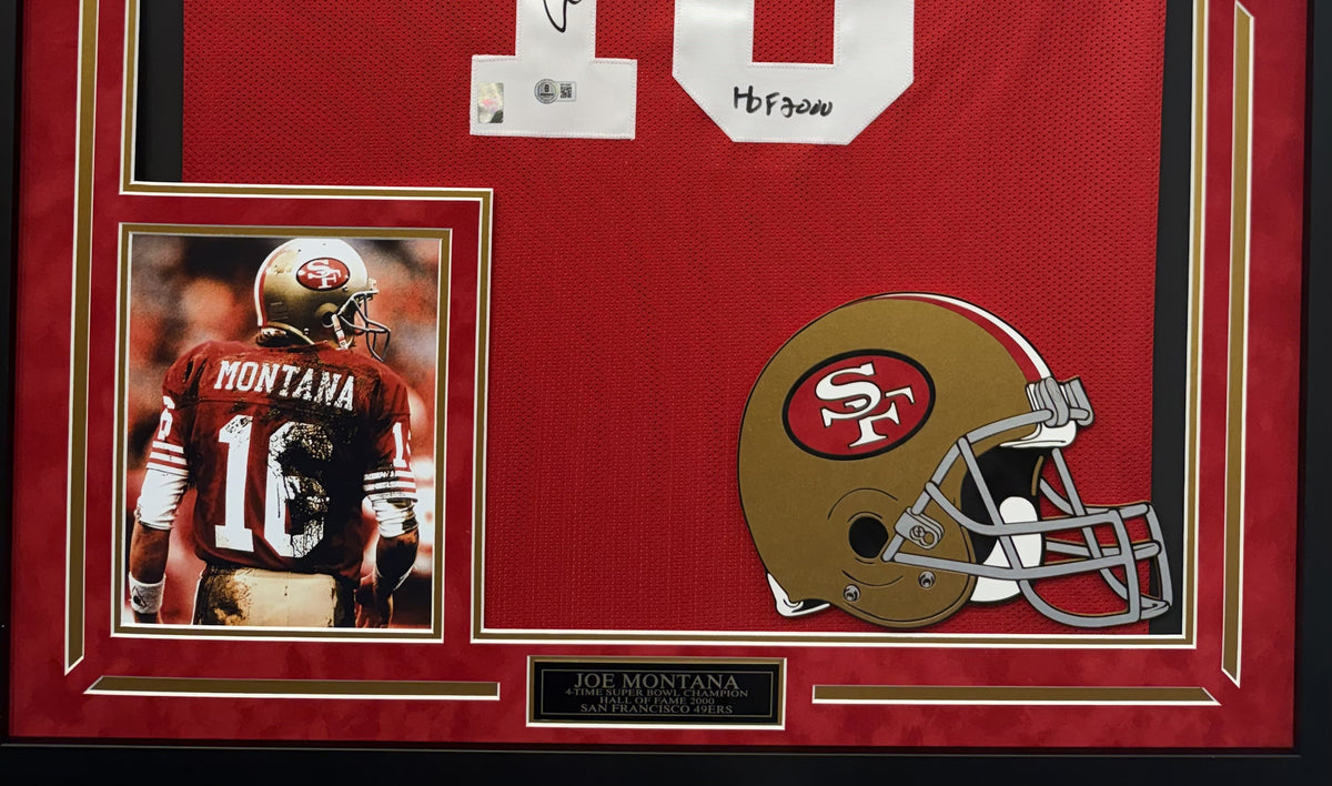 Joe Montana Autographed Hand Signed Custom Framed San Francisco 49ers Jersey W Insc. - JSA COA