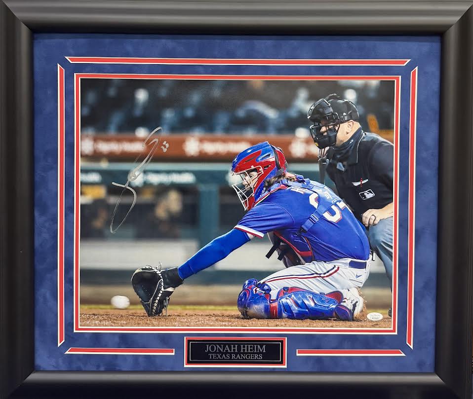 Jonah Heim Autographed Hand Signed Custom Framed 16x20 Texas Rangers Photo - JSA COA